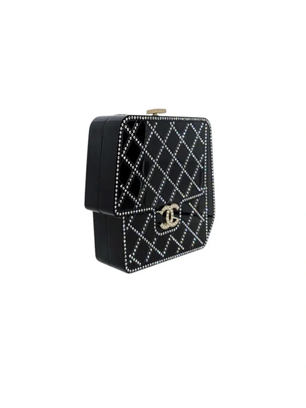 CHANEL 2017 Runway Black Quilted Crystal-Studded Mini Vanity Crossbody